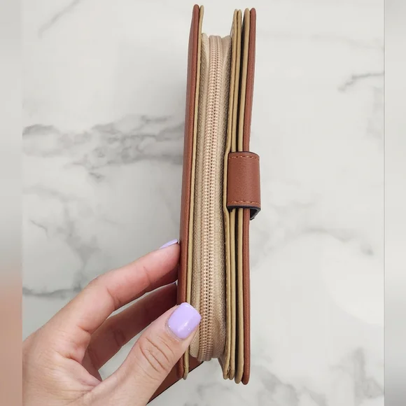 Spring & Summer Pu Leather Brown Leaf Cutout Women's Wallet - Picture 7 of 15